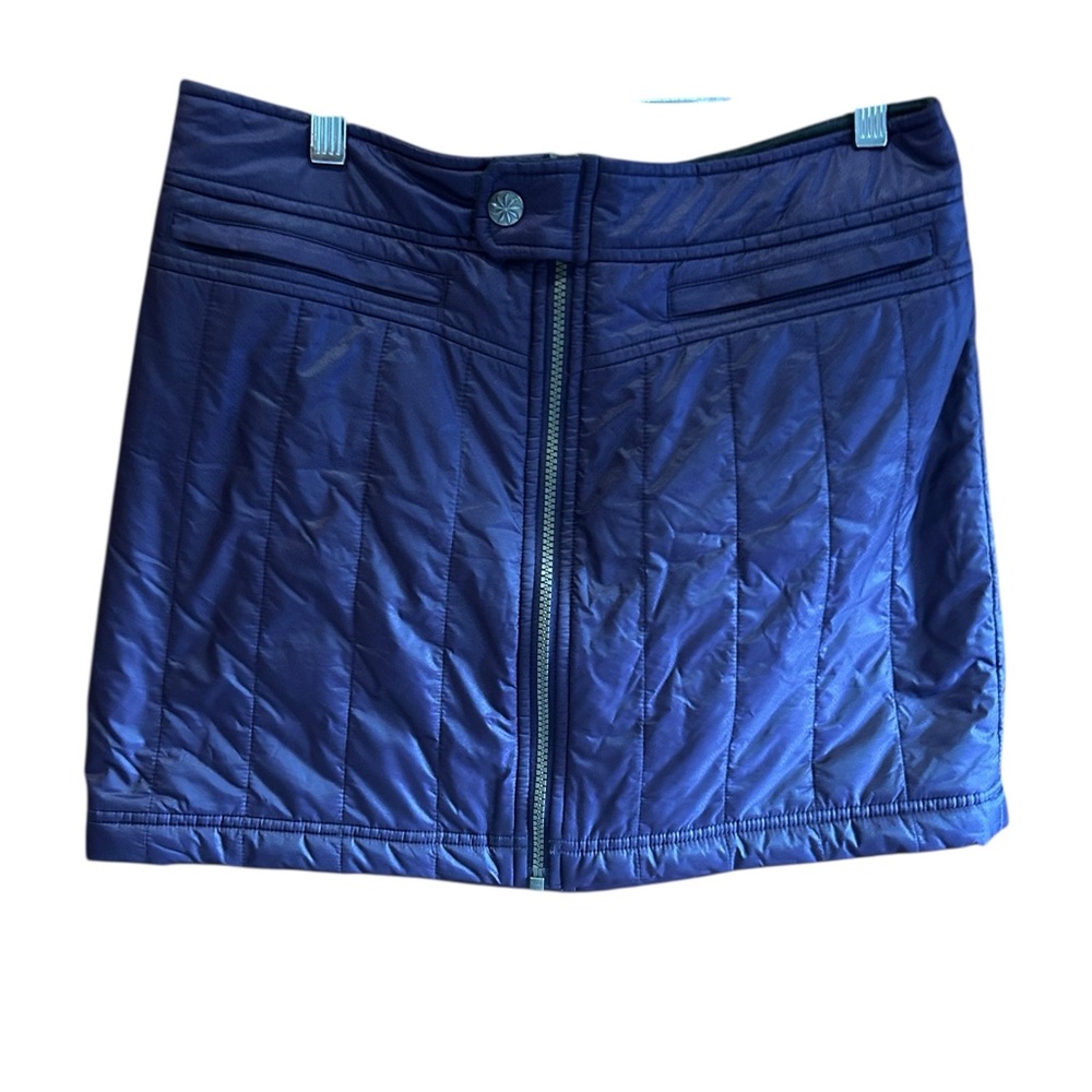 ATHLETA Toasty Buns Nylon Puffer Mini Skirt Purple Zip 8
